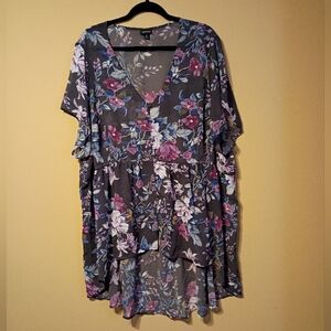 Torrid Pink and Gray Short Sleeve Hi-Lo Tunic Size 5/5X